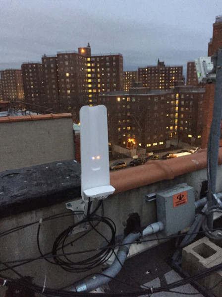 Figure 13: MicroTik OmniTik 5 PoE AC on a rooftop either alone or not positioned near a second outdoor router.